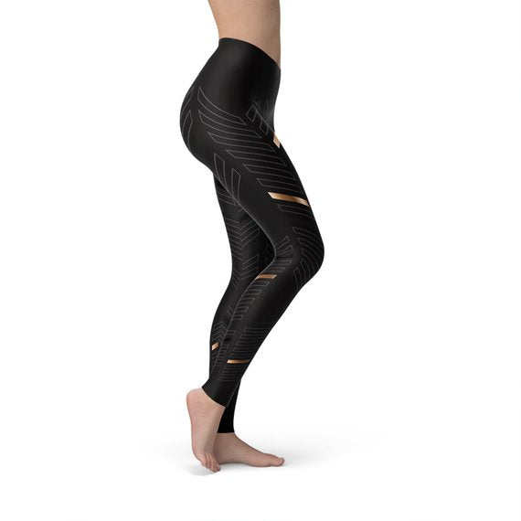 SWMW Sports Stripes Black Leggings